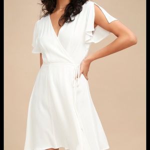 Lulus White Harbor Wrap Dress